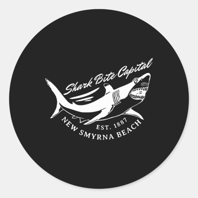 New Smyrna Beach Shark Bite Capital Of The World Classic Round Sticker (Front)