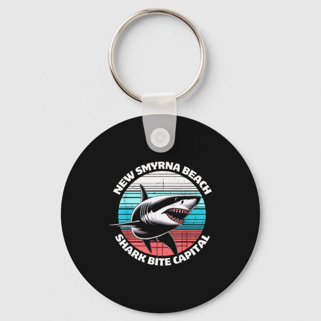 New Smyrna Beach_ Shark Bite Catal Graphic  Keychain (Front)