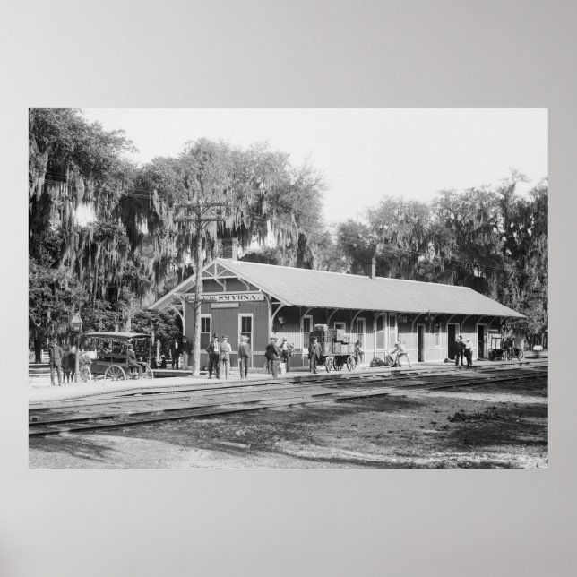 New Smyrna, Florida Railway Station, 1904 Poster (Front)