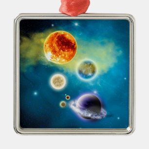 New Solar System Metal Ornament