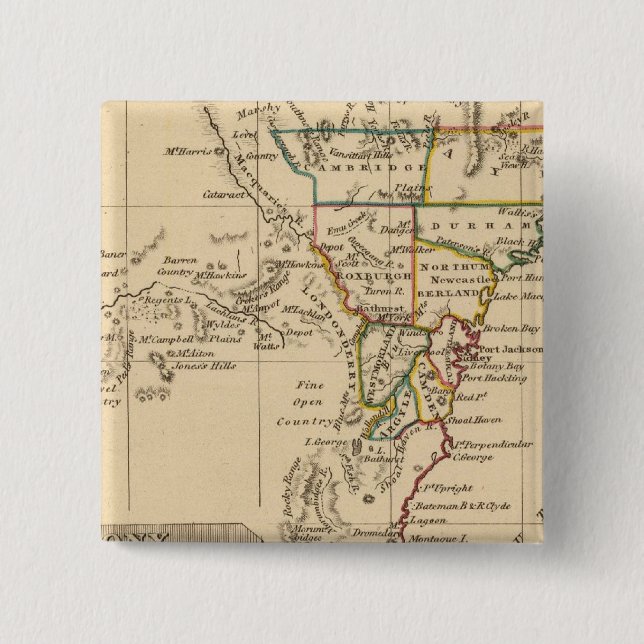 New South Wales 2 Inch Square Button (Front)