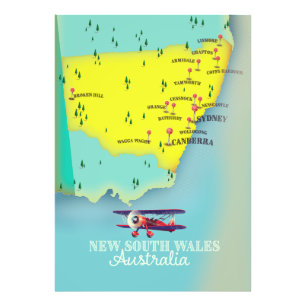 New South Wales Australia map Photo Print