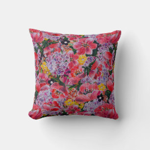 New Spring Floral in Pink and Purple Throw Pillow