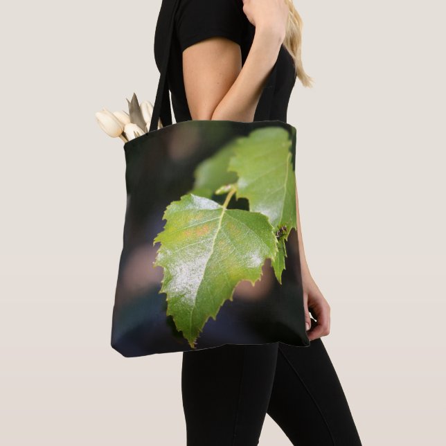 New Spring Leaves Brushed Polyester Tote (Close Up)