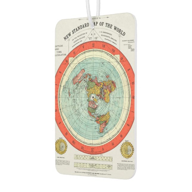 New Standard Map of the World Flat Earth Earther Air Freshener (Left)