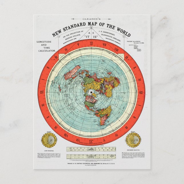 New Standard Map of the World Flat Earth Earther Postcard (Front)