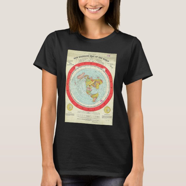 New Standard Map Of The World Flat Earth Map Alexa T-Shirt (Front)