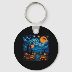 New Starry Art Night Sky Art Y Halloween Black Cat Keychain