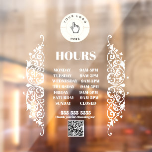 NEW! Store Hours Cling - 5x5 Rectangle - Custom