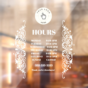 NEW! Store Hours Cling - 5x5 Rectangle - Custom