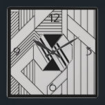 New Style Art Deco Square Wall Clock<br><div class="desc">This design is a modern new style of art deco. I have used an art deco pattern template for the background and an art deco motif for the centre. This makes a more contemporary style of art deco for your home.</div>
