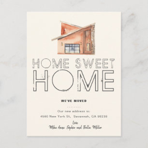 New Sweet Home Typography Moving Announcement Postcard