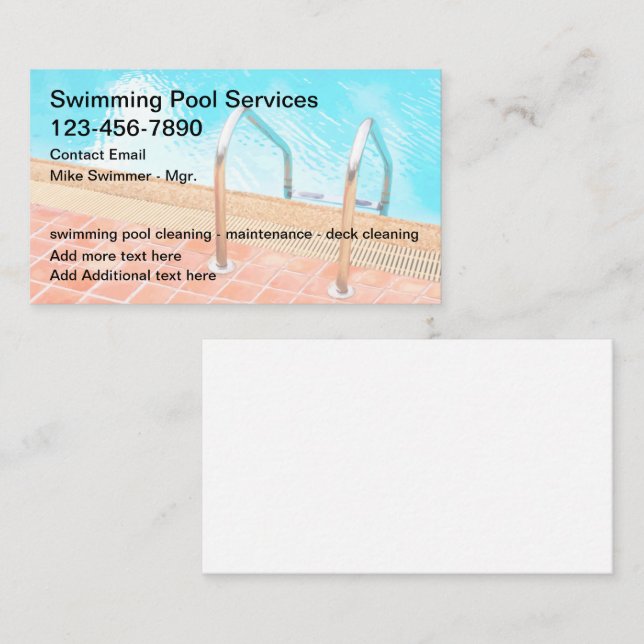 New Swimming Pool Service Modern Business Cards (Front/Back)