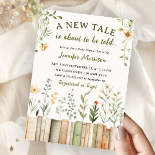 New Tale Library Baby Shower Gender Neutral Invitation