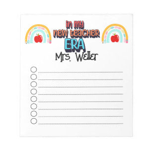 New Teacher personalized Back to school era to-do Notepad