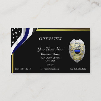 NEW Thin Blue Line Custom Badge Business Card