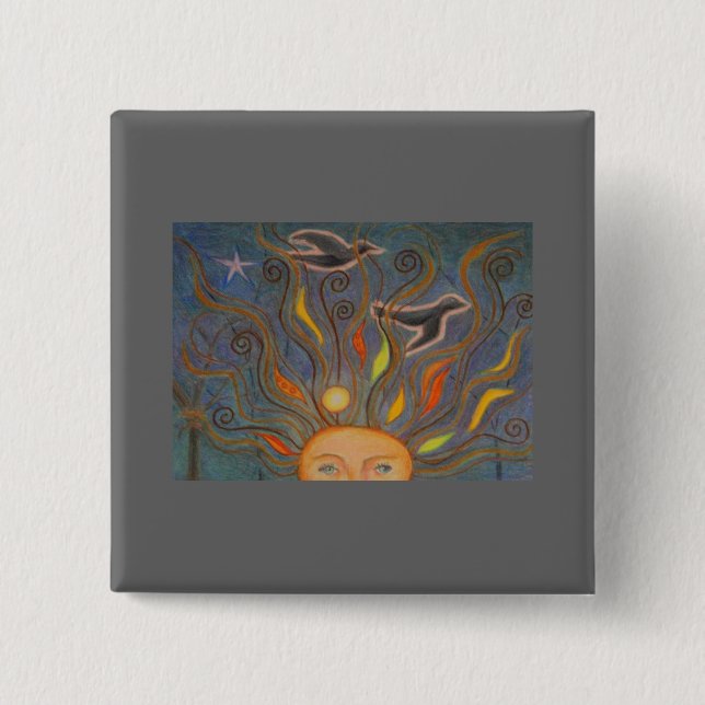 New Thoughts Take Flight 2 Inch Square Button (Front)