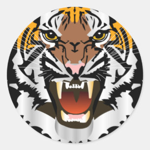 NEW TIGER HEAD CLASSIC ROUND STICKER