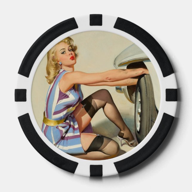 New Tire Pin-up Girl Poker Chips (Front)