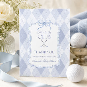 New to the Club Boy Blue Golf Baby Shower Thank You Card