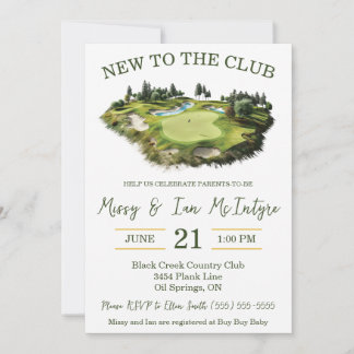 New to the Club, Golf Themed Baby Shower Invitation
