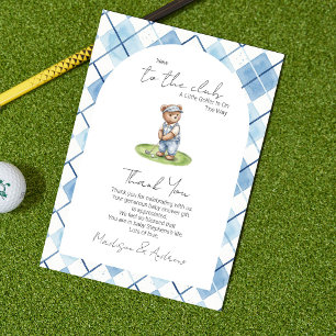 New To The Club Golfing Bear Baby Shower Thank You Card