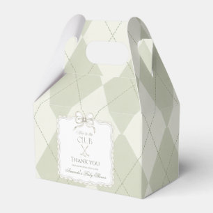 New To The Club Olive Green Golf Baby Shower Favor Box