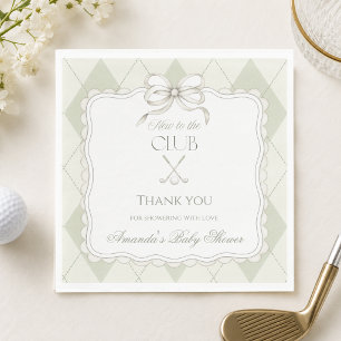 New To The Club Olive Green Golf Baby Shower Napkin