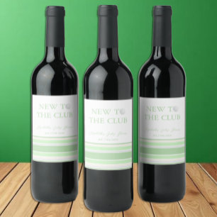 New To The Club Preppy Baby Shower Wine Label