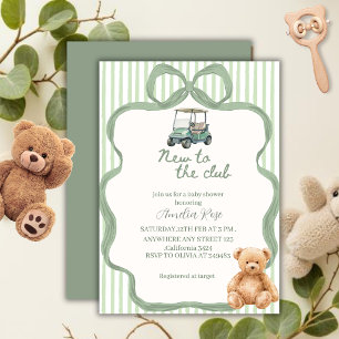 New to the Club Preppy Bow Baby Shower Invitation