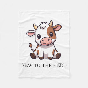 New to the Herd Cute Baby Cow Illustration Fleece Blanket