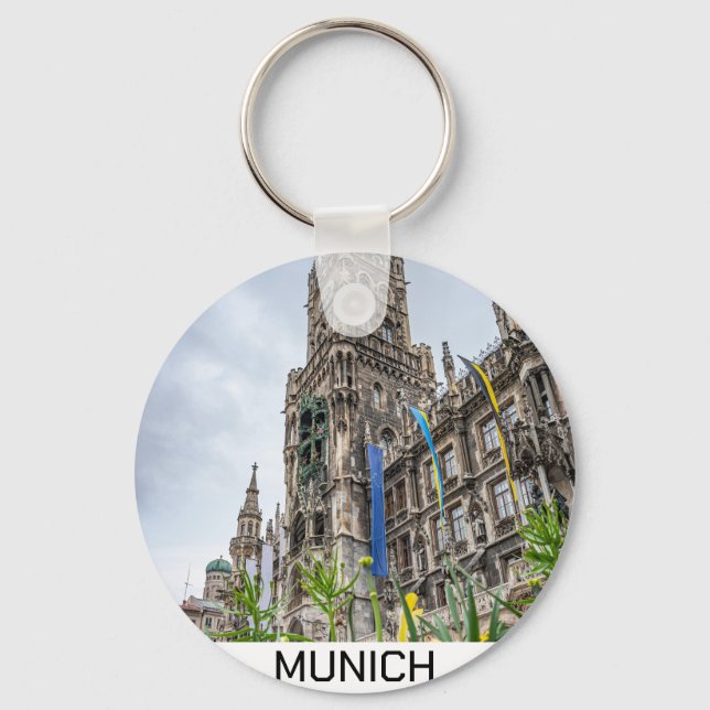 New Town Hall tower in Munich, Germany Keychain (Front)