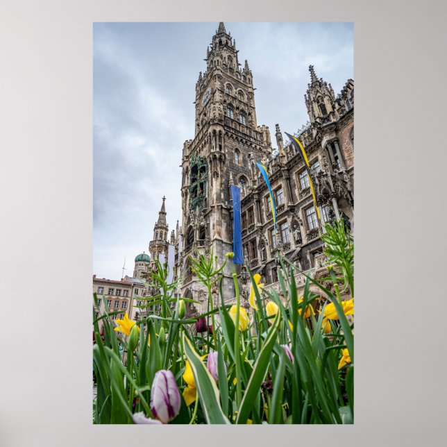 New Town Hall tower in Munich, Germany Poster (Front)