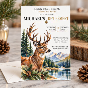 New Trail Outdoor Rustic Mountain Retirement Invitation