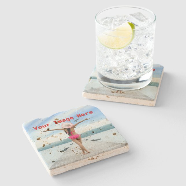 NEW! Travertine Stone Coasters - Custom (Side)