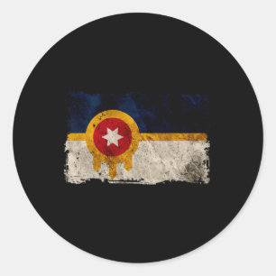 New Tulsa Flag Vintage Distressed Tulsa Oklahoma  Classic Round Sticker