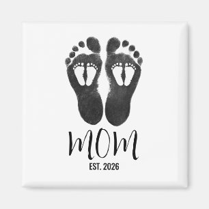 New Twin Mom Baby Footprints Script Est Date Magnet