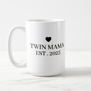 New Twin Mom Custom Gift with ESt Year, Personaliz Coffee Mug