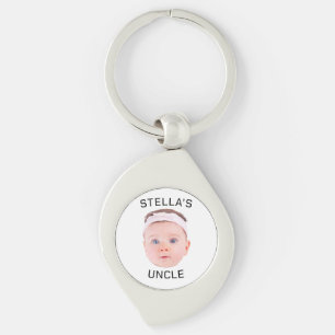 New Uncle Gift, Custom Baby Face Photo Gift Keychain