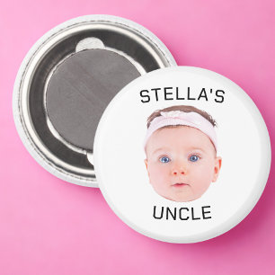 New Uncle Gift, Custom Baby Face Photo Gift Magnet