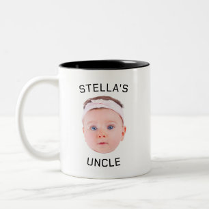 New Uncle Gift Mug, Custom Baby Face Photo Gift Two-Tone Coffee Mug