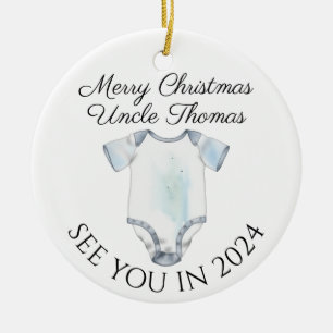 New Uncle new baby pregnancy announcement design Ceramic Ornament