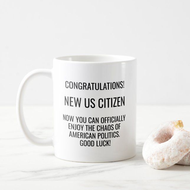 New US American Citizen Naturalization Immigrant Coffee Mug (With Donut)