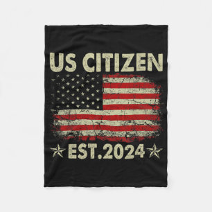 New Us Citizen Est 2024 American Immigrant Citizen Fleece Blanket