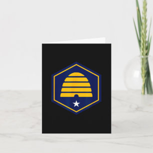 New Utah Flag - State Flag Of Ut Beehive Logo Retr Card