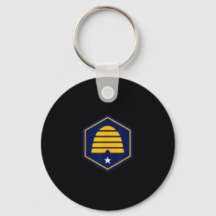New Utah Flag - State Flag Of Ut Beehive Logo Retr Keychain
