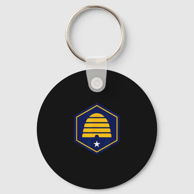 New Utah Flag - State Flag Of Ut Beehive Logo Retr Keychain (Front)