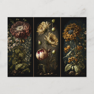 New Vintage Floral Triptych Postcard