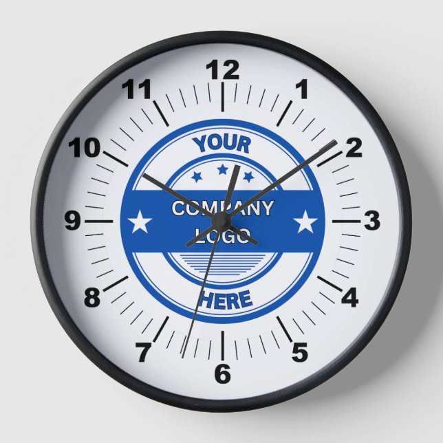 NEW! Wall Clock, 10" Round Black Wooden Frame Clock (Front)