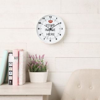 NEW! Wall Clock, 10" Round White Wooden Frame Clock